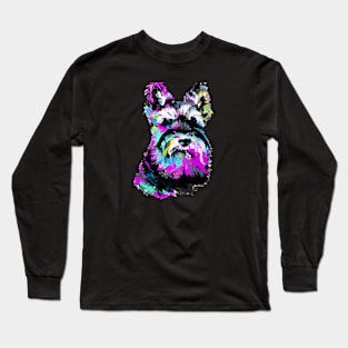 Schnauzer Minimal Gouache Ink Painting Artwork Long Sleeve T-Shirt